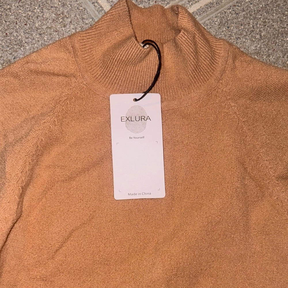 NWT-EXLURA Mock Neck Ribbed Long Sleeve Bodycon Pullover Dress - Picture 3 of 3